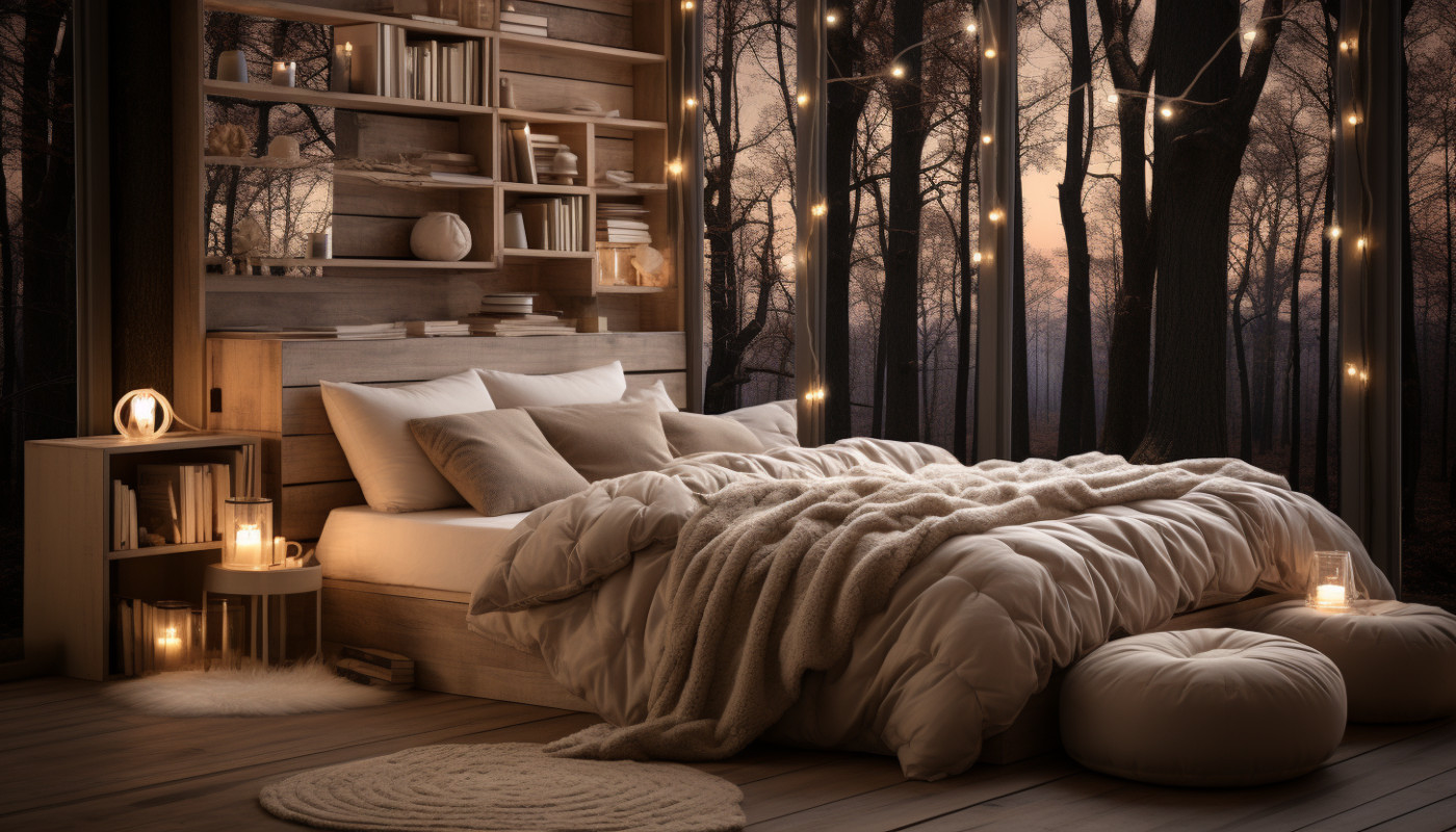 Créer une ambiance féerique dans la chambre avec un lit cabane et des guirlandes lumineuses